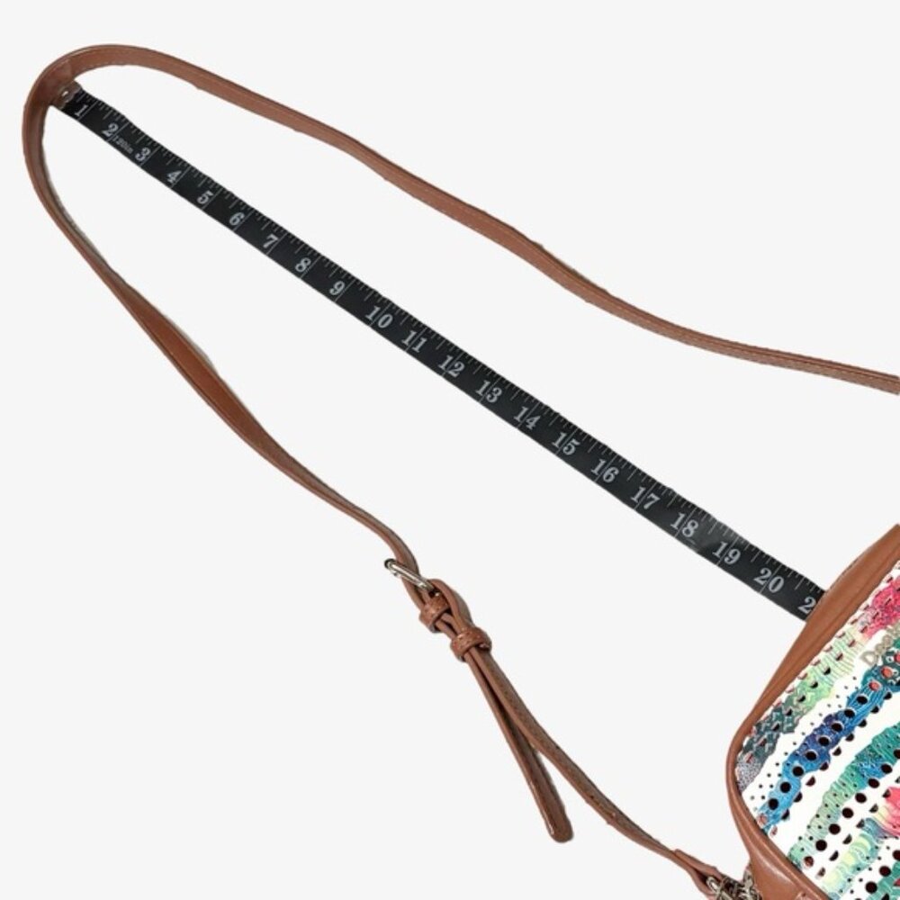 Desigual Charlotte Shoulder Bag Marine Print Perforated Brown Faux Leather Boho - Picture 15 of 15